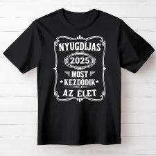 TeeInBlue Most kezdődik az élet - nyugdíjas búcsúztató ajándék póló Fekete póló / fekete / M ajándéktárgy
