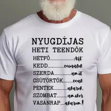 TeeInBlue Nyugdíjas teendők - vicces póló nyugdíjasoknak Fehér póló / fehér / S ajándéktárgy