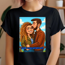 TeeInBlue Saját fotós karikatúra póló Fekete póló / fekete / XL ajándéktárgy