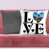 TeeInBlue Valentin napi fényképes párna love Párna / SZÜRKE PLÜSS HÁTOLDAL / szivacs