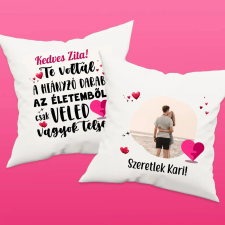 TeeInBlue Valentin napi fényképes párna - veled vagyok teljes Kétoldalas párna / Fehér / szivacs lakástextília