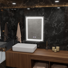  Téglalap alakú LED tükör, 45x60cm, RADIANTE Touch, páramentesítő rendszer, fényerő-szabályozható fürdőszoba bútor