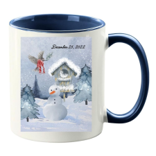  Tél hóemberrel dátummal Bögre (másik oldalra fotó és felirat kérhető) bögrék, csészék