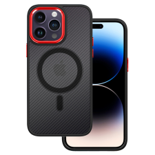 Tel Protect iPhone 15 Pro Max Magnetic Carbon tok fekete-piros Magsafe tok és táska