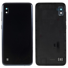 tel-szalk-018310 Samsung Galaxy A10 fekete akkufedél, hátlap, hátlapi kamera lencse mobiltelefon, tablet alkatrész