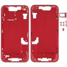  tel-szalk-1929704220 Apple Iphone 14 piros középső keret oldalsó gombokkal mobiltelefon, tablet alkatrész