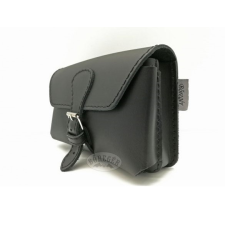  Telefon tok, bőr övtáska, nagyobb méretű, fekete, fekvő, csatos ajándéktárgy