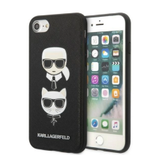  Telefontok iPhone 7 - Karl Lagerfeld Saffiano Karl&Choupette Head - fekete hátlap tok tok és táska
