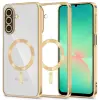  Telefontok Samsung Galaxy A26 5G - Tech-Protect Magflex - MagSafe kompatibilis átlátszó hátlap tok, arany szilikon kerettel