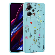  Telefontok Xiaomi Poco X5 5G - Kék virágos kert hátlap tok tok és táska