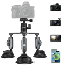 TELESIN Tripla Szuper Adszorpciós Kamera (DSLR)/ Akciókamera/ GoPro Tartó Szívókorong Ballhead Gömbfej-el sportkamera kellék