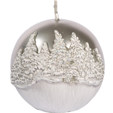 Téli erdő gömbgyertya 80 mm átmérővel ezüst színben gyertya