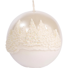  Téli erdő gömbgyertya 80 mm átmérővel fehér színben gyertya