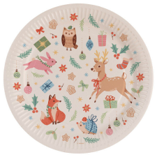 Téli erdő Winter Woodland papírtányér 8 db-os 23 cm party kellék