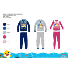  Téli pamut interlock gyerek pizsama - Baby Shark - szürke - 98