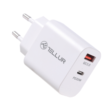 Tellur PDHC101 USB-C / USB-A Hálózati töltő - Fehér (20W) (TLL151381) mobiltelefon kellék