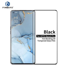  Temp-glass631028 Oppo Reno 3 Pro fekete 3D-teljes lefedettséget biztosító Karcálló,ütésálló kijelzővédő üvegfólia, 9H tempered glass, törlőkendővel mobiltelefon kellék