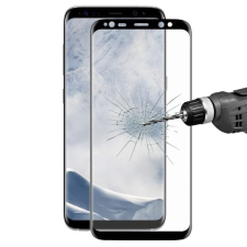  Temp-glass631048 Samsung Galaxy S8 G950 fekete 3D-teljes lefedettséget biztosító Karcálló,ütésálló kijelzővédő üvegfólia, 9H tempered glass, törlőkendővel mobiltelefon kellék