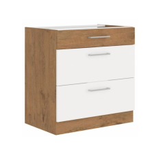 Tempo Alsó szekrény, fehér magasfényű HG- lancelot tölgy, VEGA D80 3S BB bútor