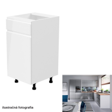 Tempo Alsószekrény, fehér-szürke extra magasfényű, balos, AURORA D40S1 bútor