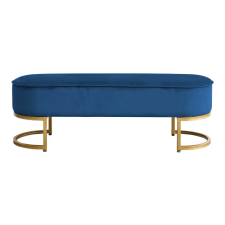 Tempo Dizájnos pad, kék Velvet szövet/gold króm-arany, MIRILA NEW bútor