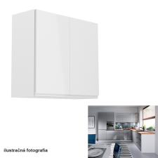 Tempo Felsőszekrény, fehér-szürke extra magasfényű, AURORA G80 bútor