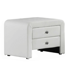 TEMPO KONDELA Éjjeliszekrény, fehér textilbőr, WILSON bútor