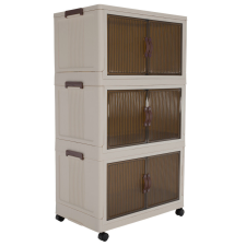 Tempo Összecsukható szekrény, fehér/barna, műanyag, POSA TYP 2 bútor