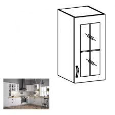 Tempo PROVANCE Felsőszekrény üveggel G40S, jobbos, fehér/sosna andersen bútor