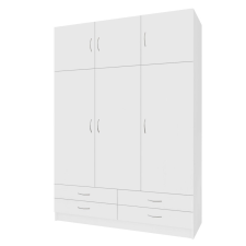 Tempo Ruhásszekrény, háromajtós, fehér, GERI NEW bútor