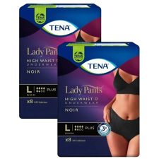 Tena Lady Pants Plus Noir Inkontinencia-fehérnemű magasított derékrésszel L 2x8db - fekete intim higiénia