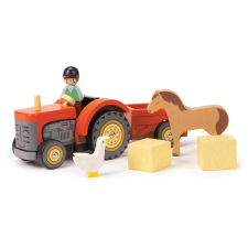  Tender Leaf Dřevěný traktor s koníkem Farmyard Tractor (TL8485) játékfigura