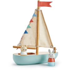  Tender Leaf Wooden Sailboat with Crew Sailway Boat (TL8382) játékfigura