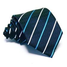  Tengerészkék nyakkendő - fehér-zöld csíkos nyakkendő