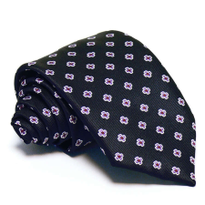  Tengerészkék nyakkendő - lila mintás nyakkendő