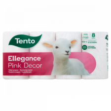 Tento Ellegance Pink Decor toalettpapír 3 rétegű 8 tekercs higiéniai papíráru