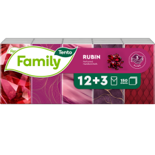 TENTO family rubin papír zsebkendő 15x10db-os kiszerelésben higiéniai papíráru