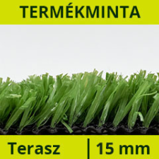  Termékminta: 15 mm-es műfű - Teraszra, erkélyre - 12x12 cm műfű