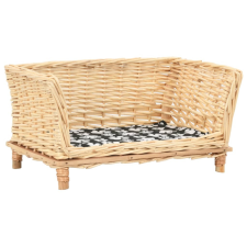 természetes fűzfa kutyakosár párnával 50 x 33 x 30 cm szállítóbox, fekhely kutyáknak