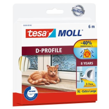 Tesa Ajtó- és ablaktömítő szalag, 9 mm x 6 m, TESA tesamoll® D profil , fehér barkácsolás, csiszolás, rögzítés