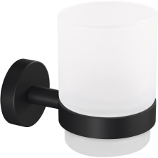 Tesa Moon Black fogmosópohár tartó fekete matt szatinált üveg + ragasztó fürdőszoba kiegészítő
