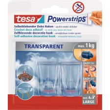 Tesa Powerstrips  átlátszó, nyom nélkül eltávolítható akasztók(2 db,4 ragasztó) ragasztószalag és takarófólia
