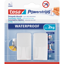 Tesa POWERSTRIPS VÍZÁLLÓ AKASZTÓ, FEHÉR, 2DB, 2 RAGASZTÓCSÍKKAL fürdőszoba kiegészítő