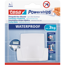 Tesa POWERSTRIPS VÍZÁLLÓ DUÓ AKASZTÓ, FEHÉR, 1DB, 2 RAGASZTÓCSÍKKAL fürdőszoba kiegészítő