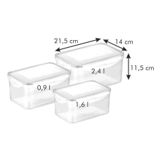 Tescoma FRESHBOX Ételtároló doboz 3 db, 0.9, 1.6, 2.4 l, mély konyhai eszköz