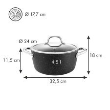 Tescoma PRESIDENT Stone Lábas fedővel ¤ 24 cm, 4.5 l edény