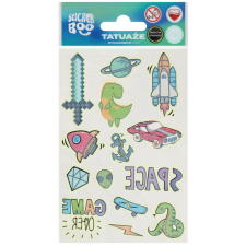 Tetoválás matrica szett, foszforeszkálós, fiús 10x17,5cm, Sticker Boo csillámtetoválás