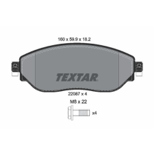 TEXTAR fékbetétkészlet, tárcsafék TEXTAR 2208701 autóalkatrész
