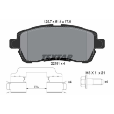 TEXTAR fékbetétkészlet, tárcsafék TEXTAR 2219103 autóalkatrész