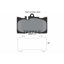 TEXTAR fékbetétkészlet, tárcsafék TEXTAR 2333102 autóalkatrész